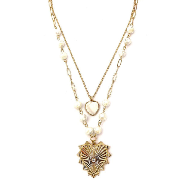 Joia Sacred Heart Layered Necklace – Radiant Detailed Layer    JOIA TRADING CO.