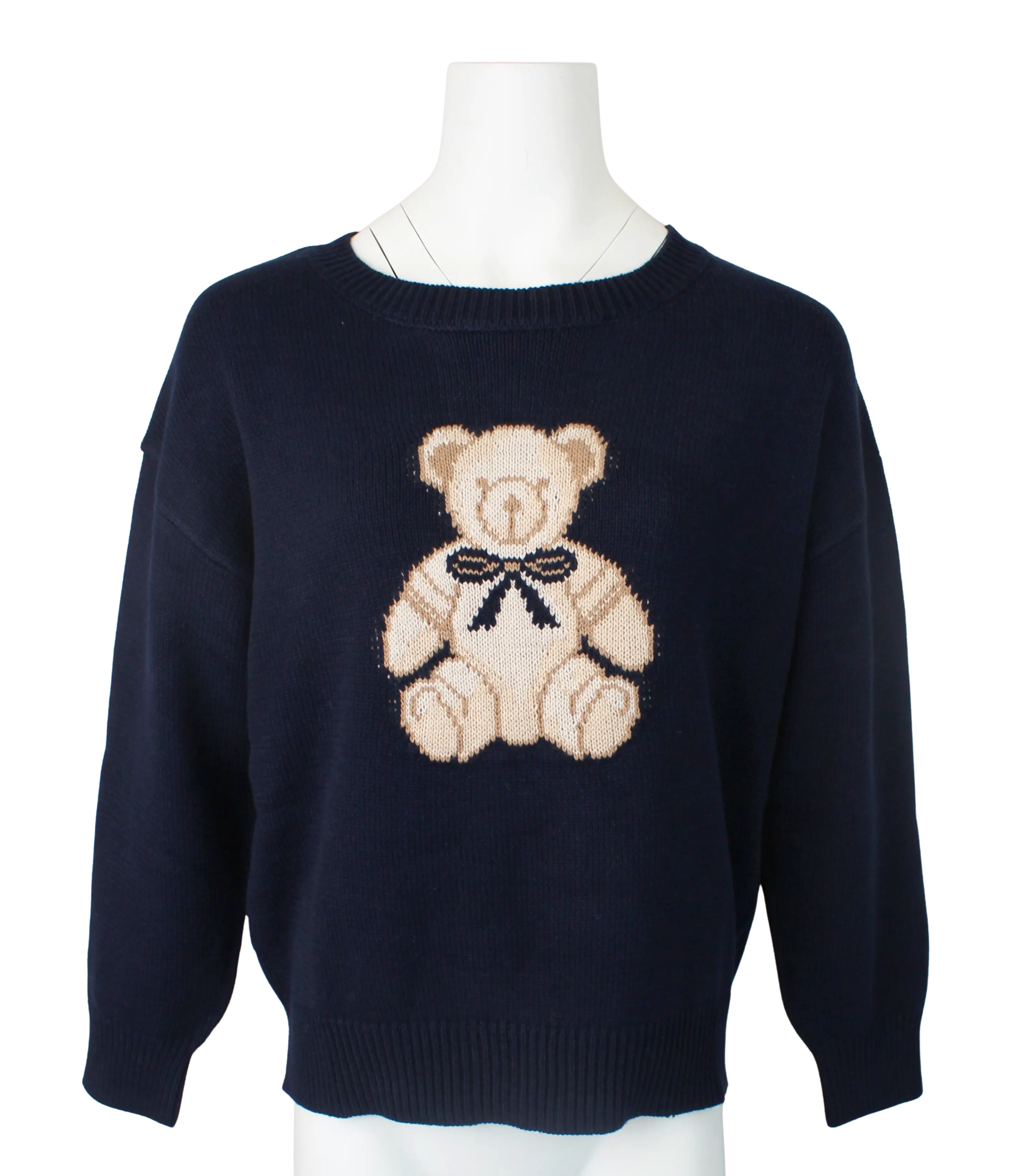 Blu Pepper Little Teddy Sweater – Cozy Knit with Cute Bear Design  NAVY / L  BLU PEPPER