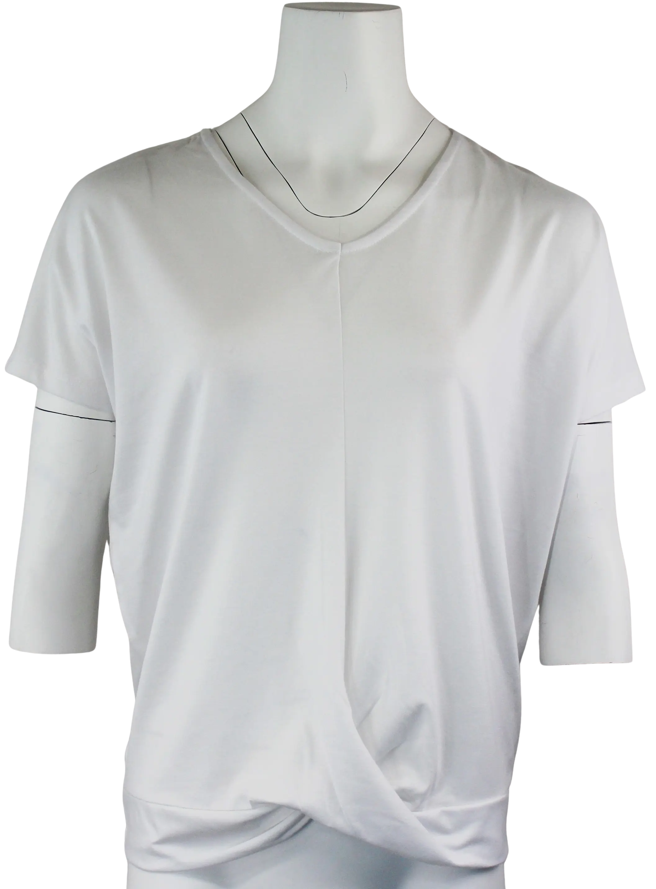 Keren Hart Casual Cutie Knit Top – Twisted Hem Short Sleeve Tee  WHITE-XL  KEREN HART