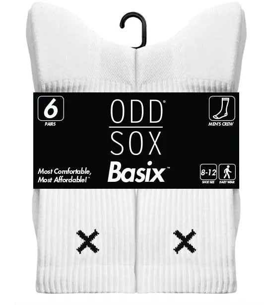 Men's ODD SOX Basix Crew Socks (6-Pack) – Everyday Comfort & Essential Wear    ODD SOX