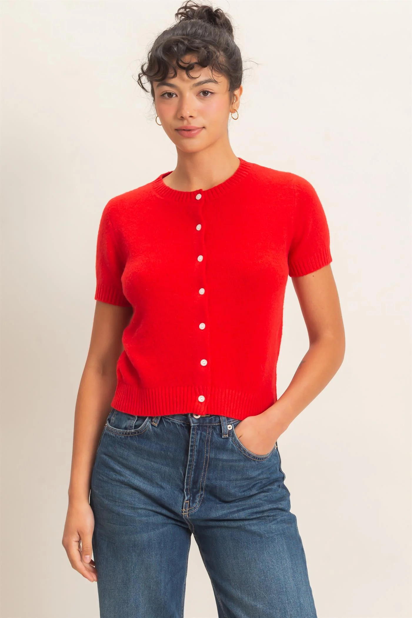 Hyfive Sweetly Buttoned Knit Top – Classic Charm with a Flattering Fit