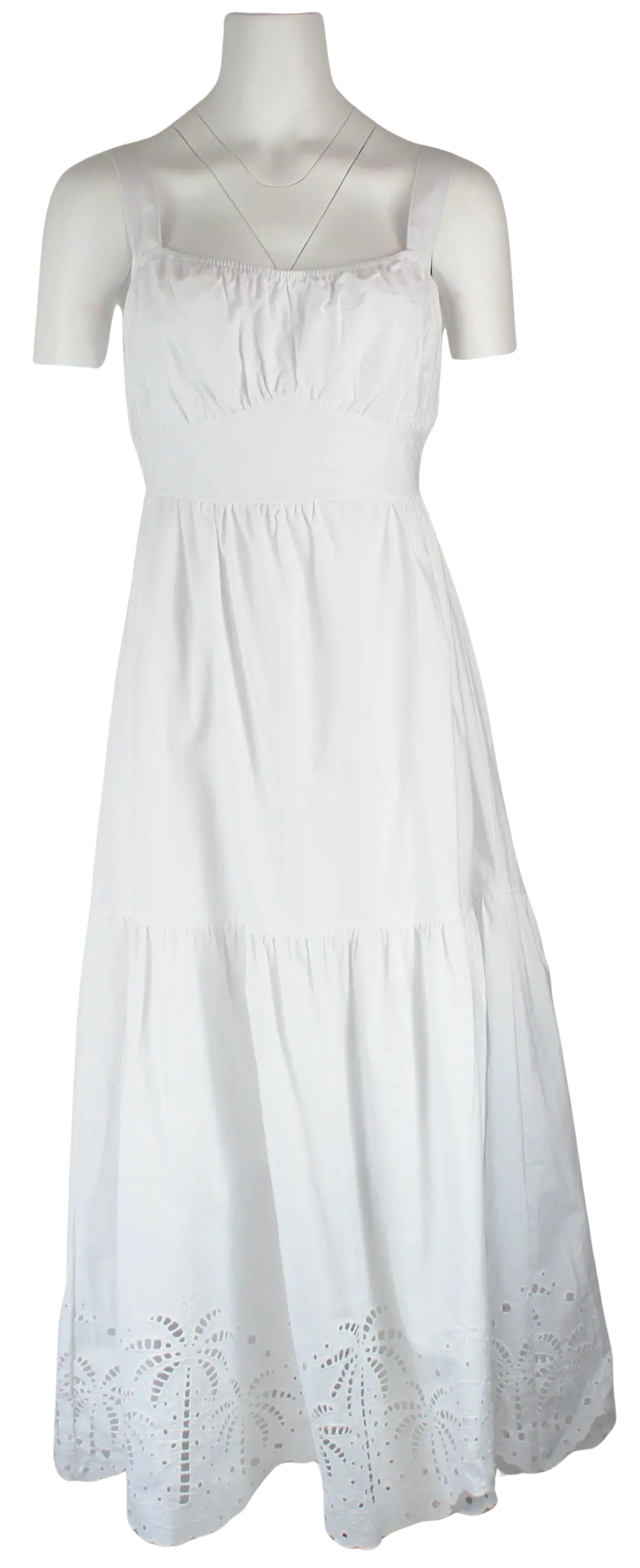 Blu Pepper Lovely Life Dress – Cotton Midi with Embroidered Hem & Back Tie  WHITE-L  BLU PEPPER