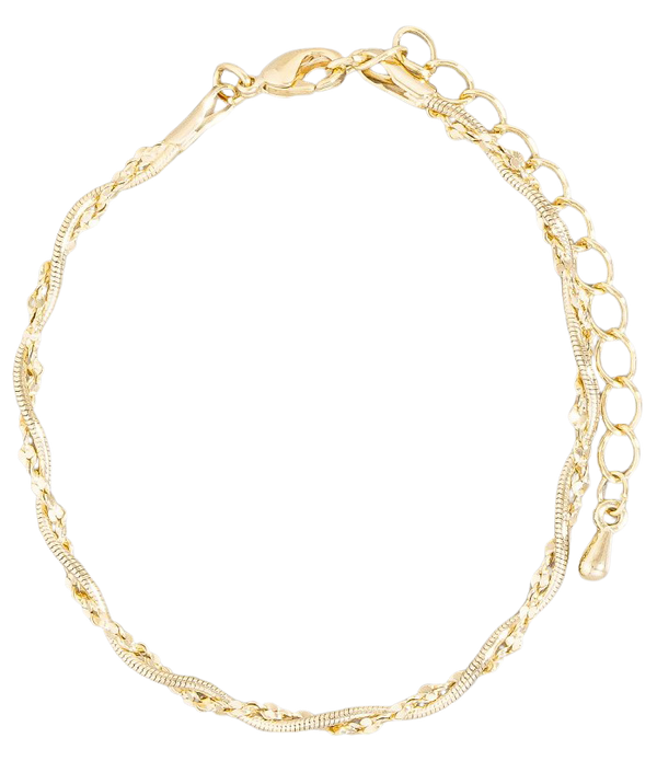 Fame Dreamline Twist Bracelet – Double Chain Brass Bracelet  GOLD  FAME ACCESSORIES