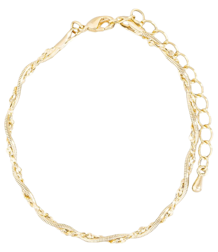 Fame Dreamline Twist Bracelet – Double Chain Brass Bracelet  GOLD  FAME ACCESSORIES