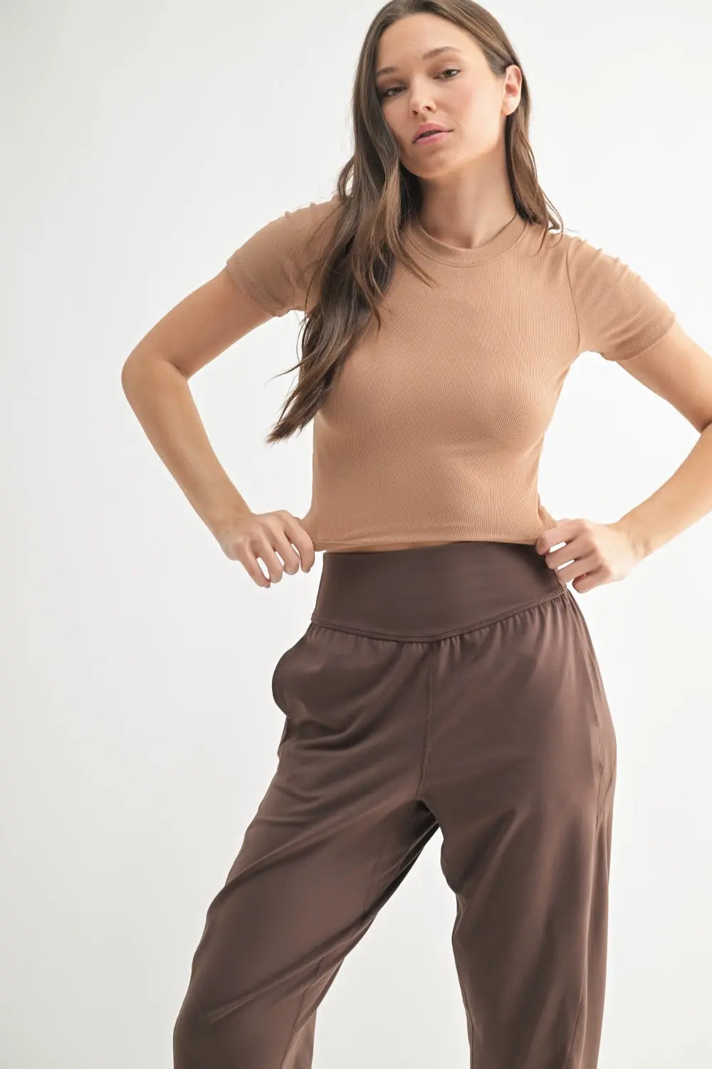 Mono B Essential Ribbed Tee – Cropped Tee for Layering or Lounging    MONO B