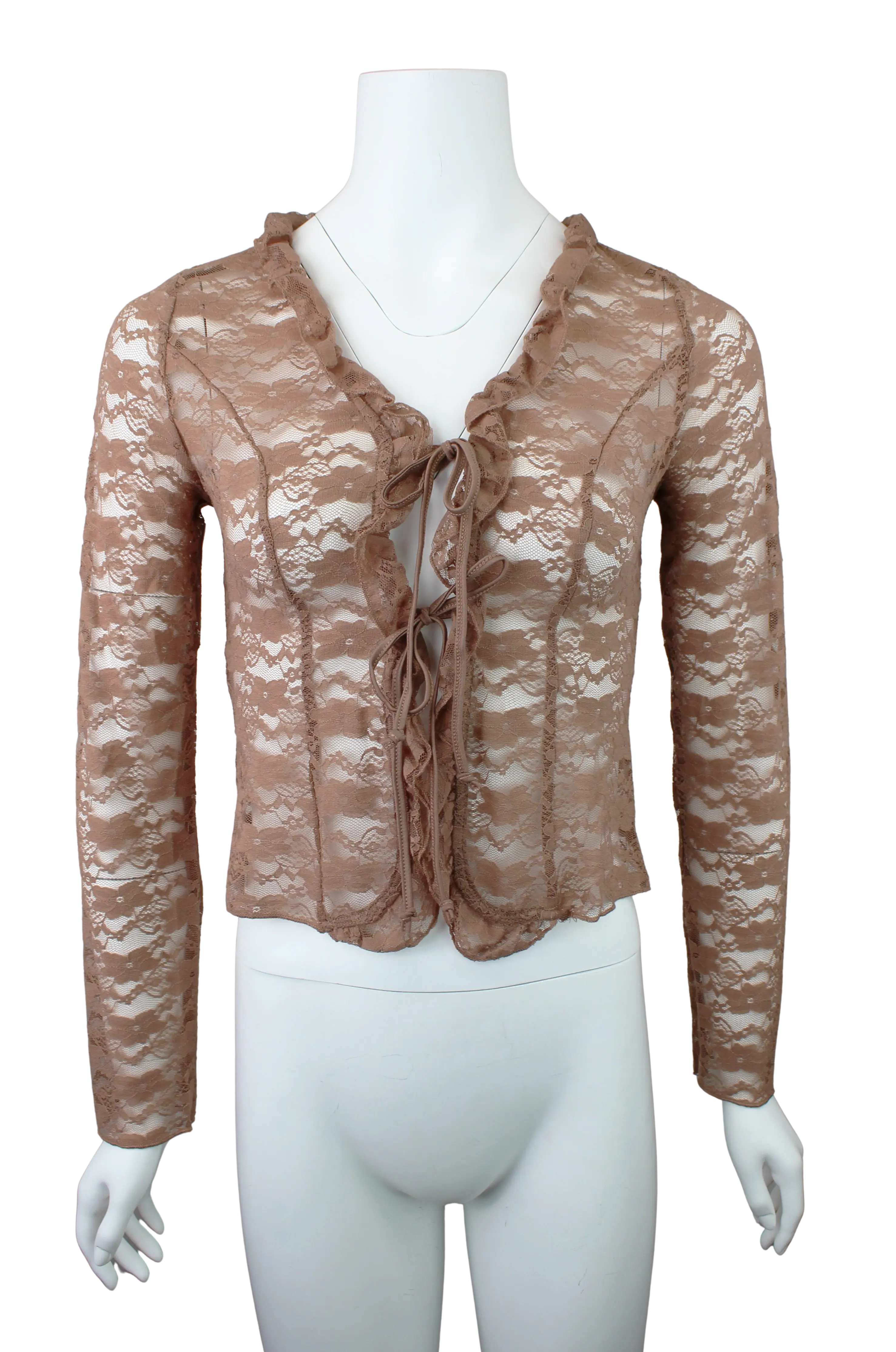 Timing Inc. Autumn Light Cardi – Romantic Lace Cropped Cardigan  MOCHA / L  TIMING INC