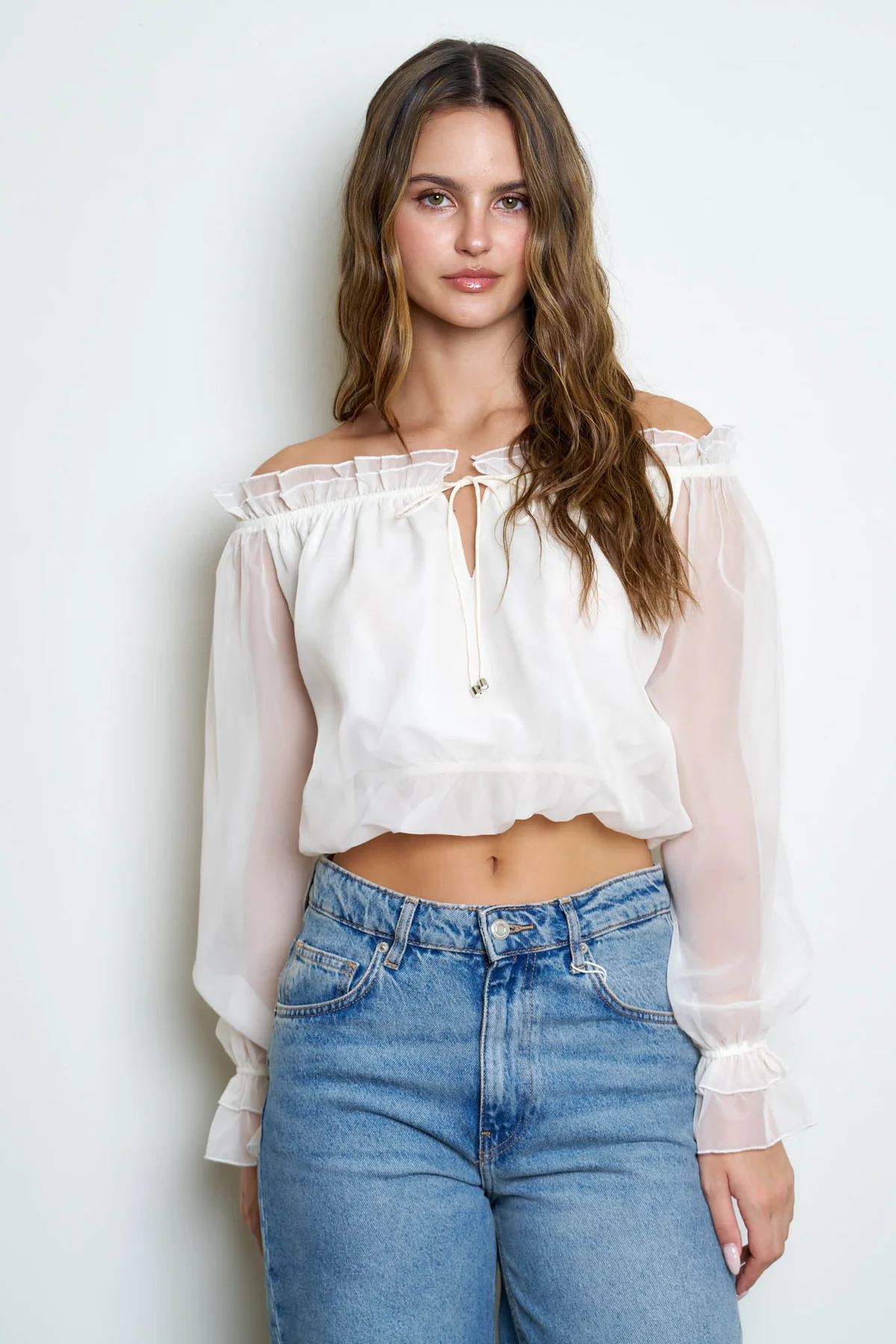 ROMANTIC OFF THE SHOULDER TOP    BLU PEPPER