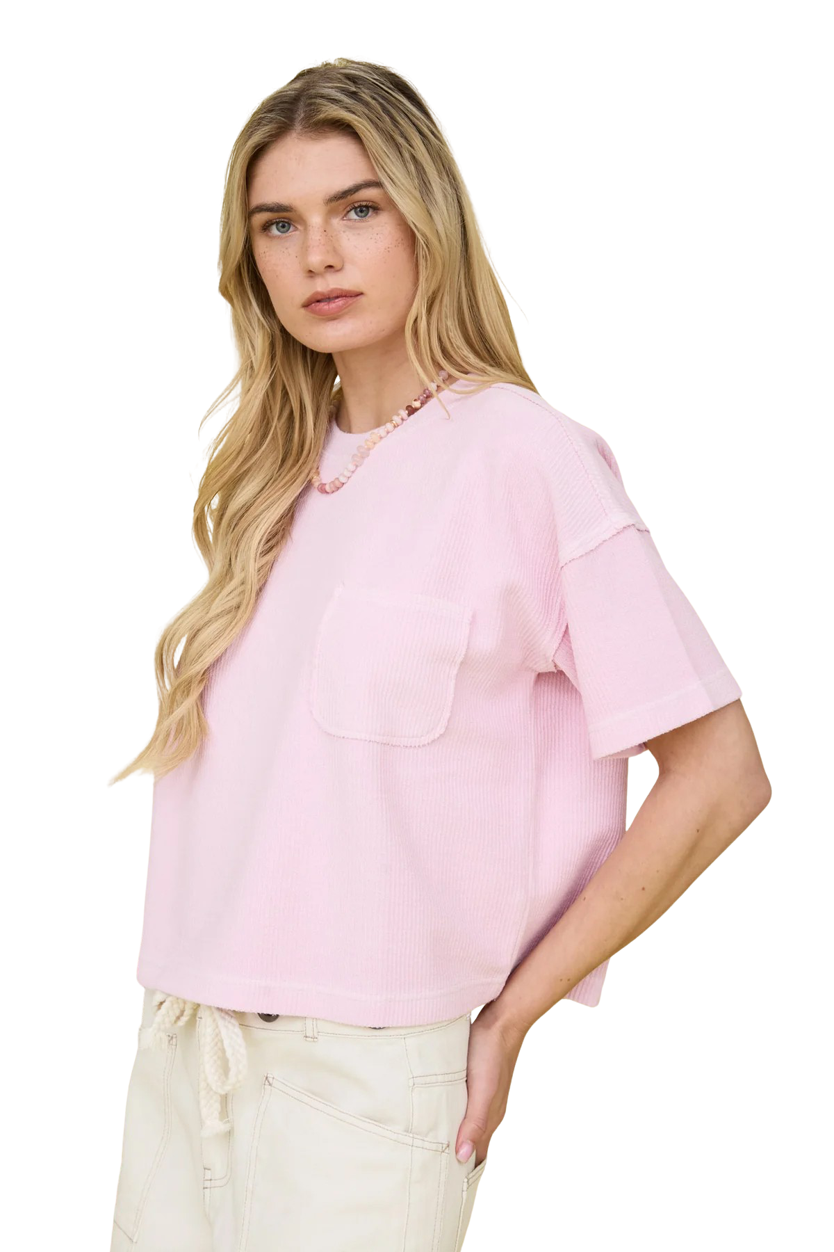 Blu Pepper Lounge Babe Top – Casual Ribbed Knit Shirt    BLU PEPPER