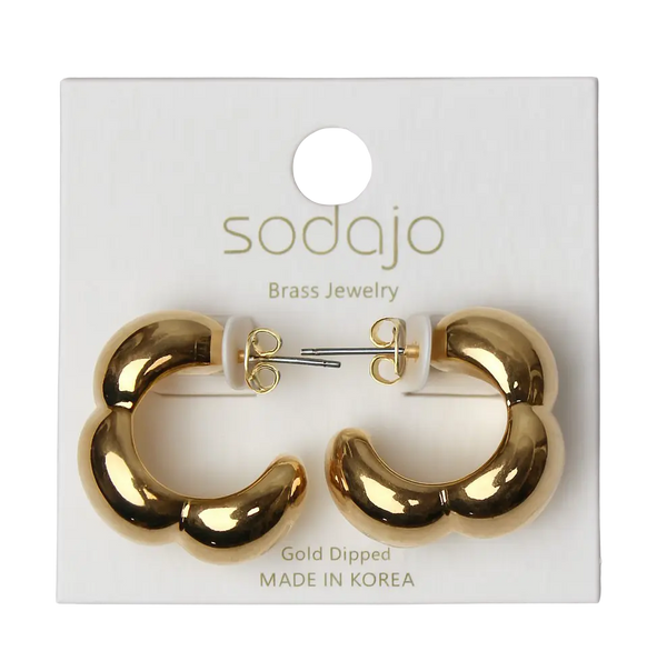Joia Accessories Ellie Cushion Hoop Earrings – Bold Gold Statement Hoops