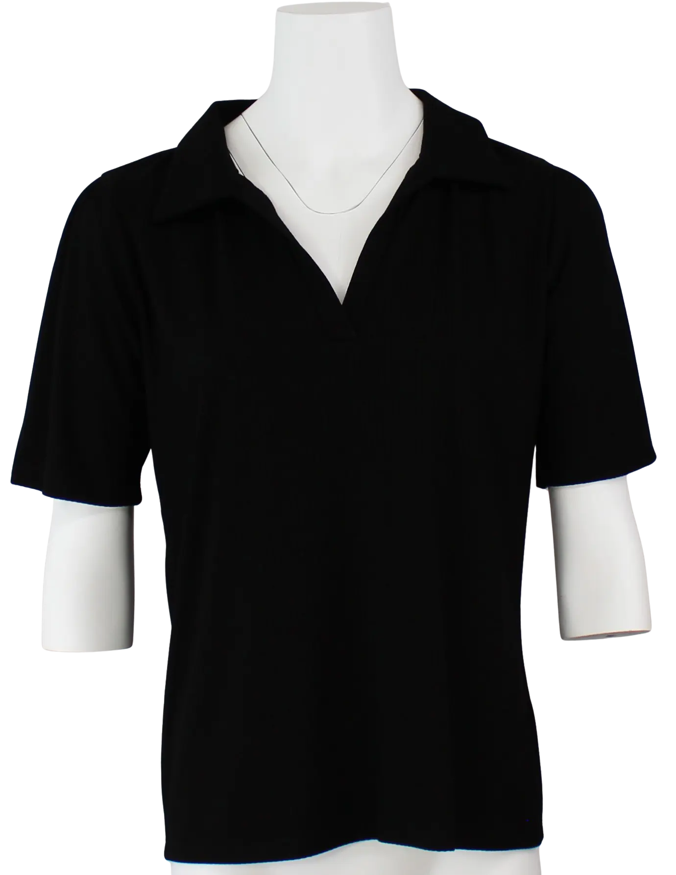 Keren Hart Linda S/S Collar Top – Ribbed Short Sleeve Essential  BLACK-XL  KEREN HART