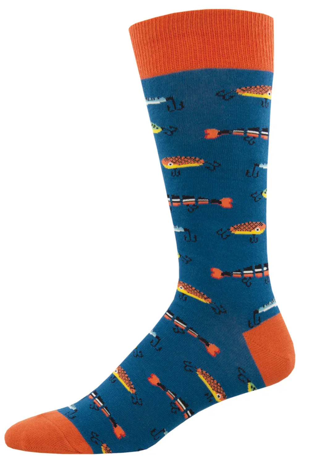Men's Socksmith Just Fishin’ Socks – Fun Fishing Lure Novelty Crew Socks    SOCK SMITH
