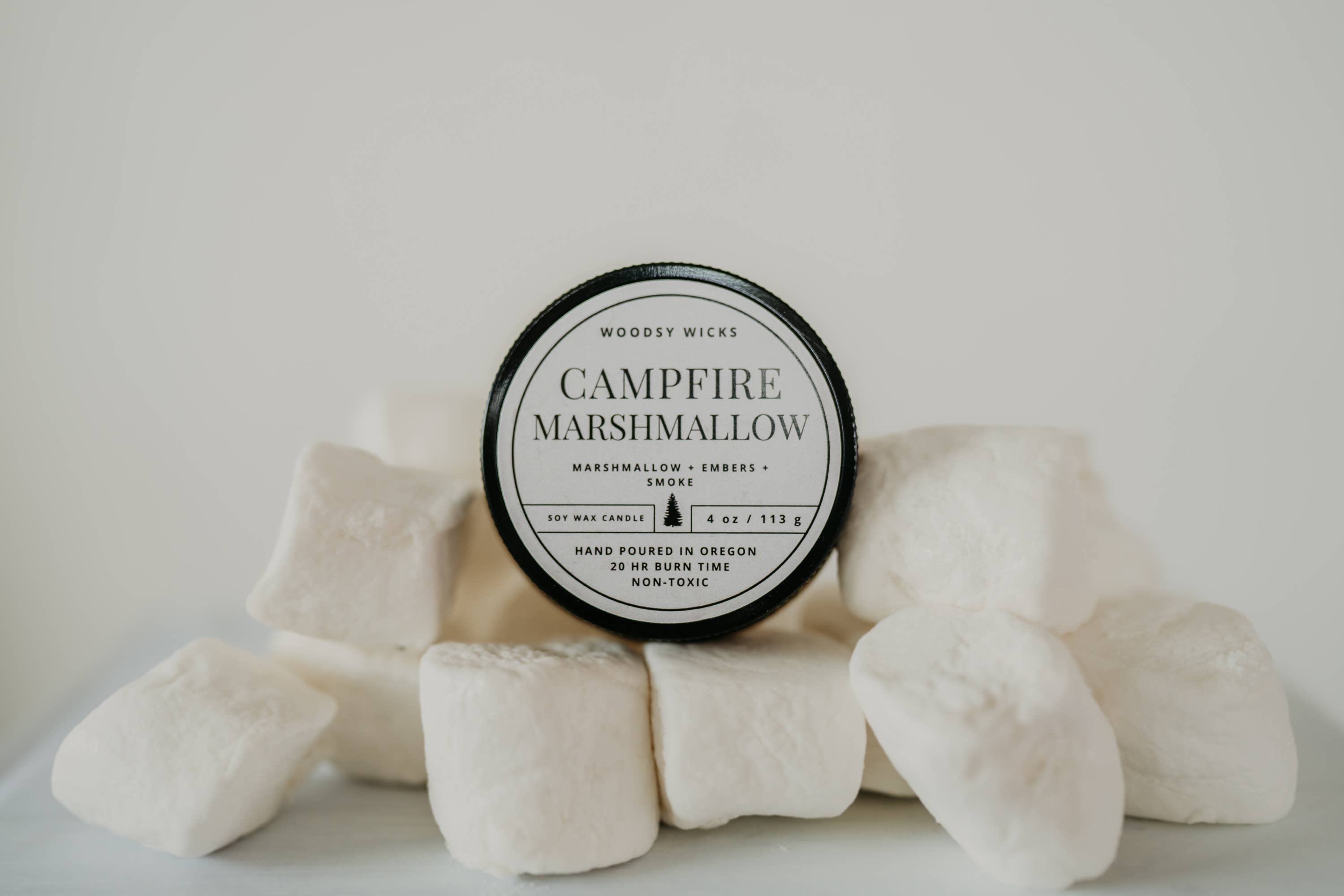 Campfire Marshmallow Candle - 100% Soy Wax - Nontoxic    Woodsy Wicks