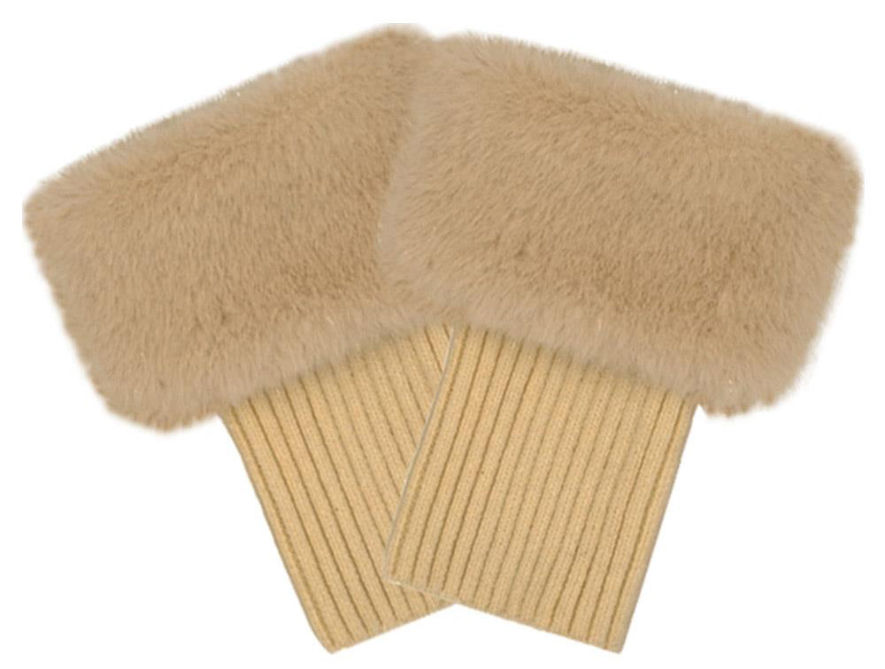 CC Metallic Short Fur Knit Boot Cuff – Cozy Winter Boot Accessory  CAMEL / OS  CHEVEUX CORP.