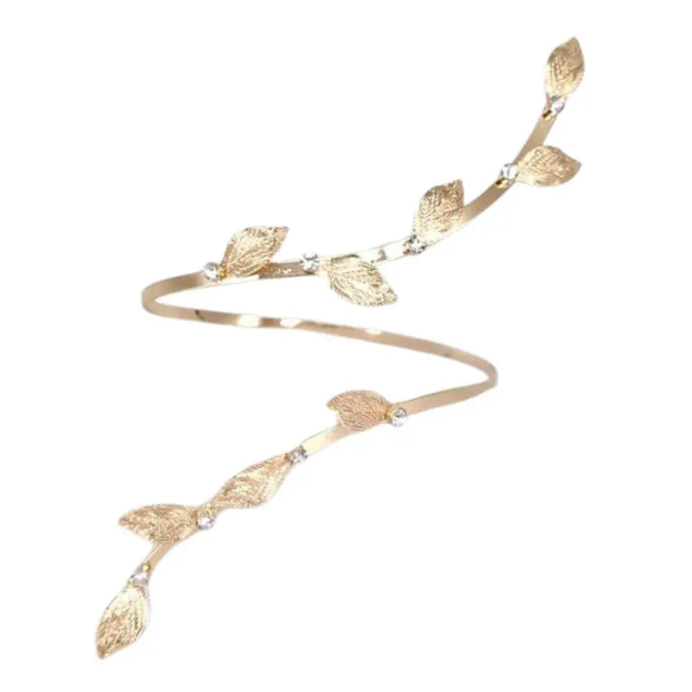 Joia Macie Leaf Pattern Rhinestone Bracelet – Elegant Wrap Design    JOIA TRADING CO.