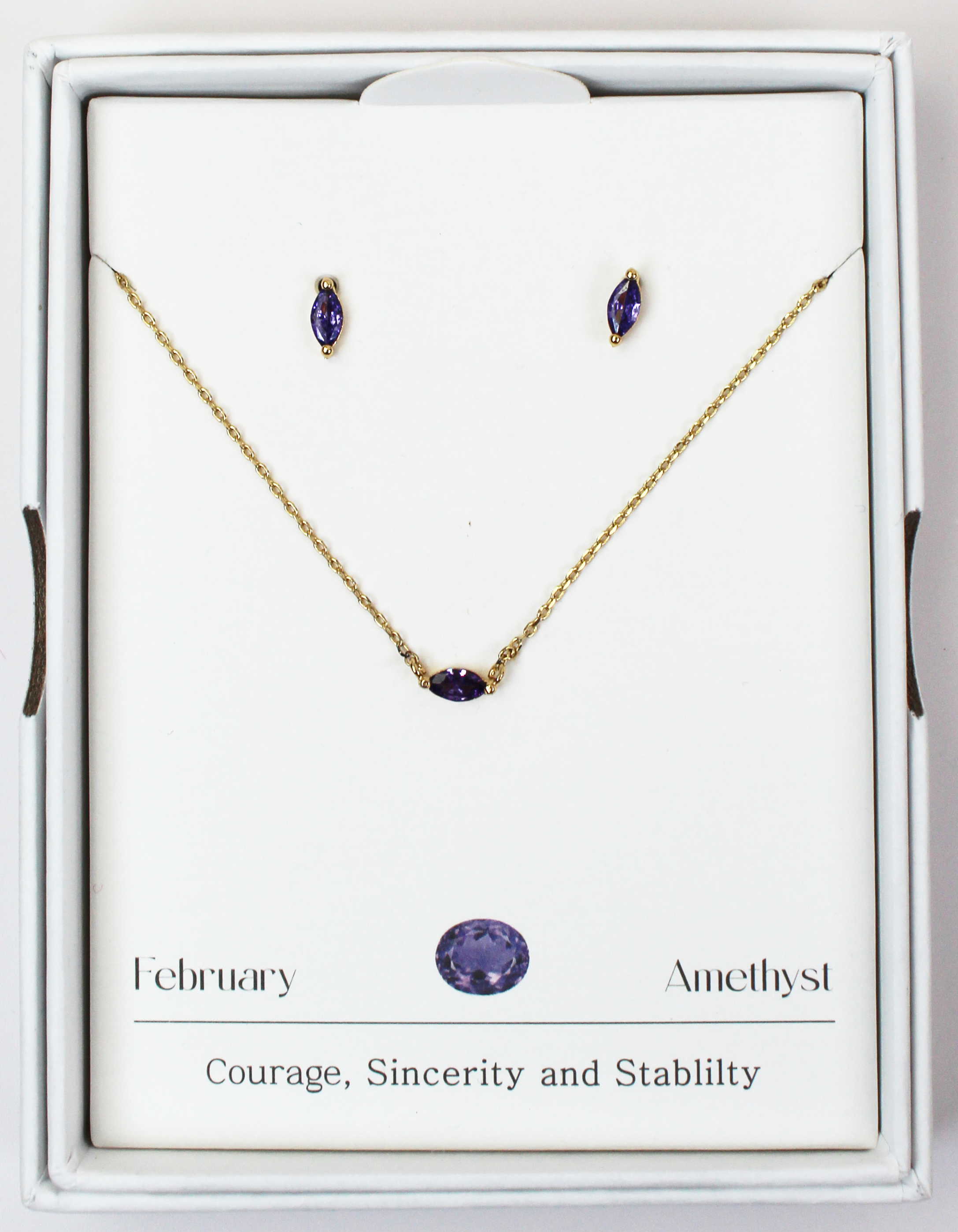 Joia Birthstone Oval Necklace w/Earrings – Elegant Jewelry Gift  FEBRUARY  JOIA TRADING CO.