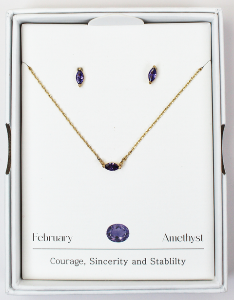 Joia Birthstone Oval Necklace w/Earrings – Elegant Jewelry Gift