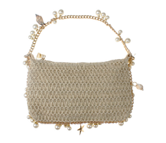 Joia Accessories Beach Vibes Straw Purse – Coastal Style with Pearl Accents    JOIA TRADING CO.