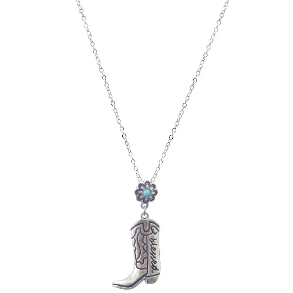 Joia Accessories Bonnie Blessed Flower Boot Necklace – Western Charm Jewelry