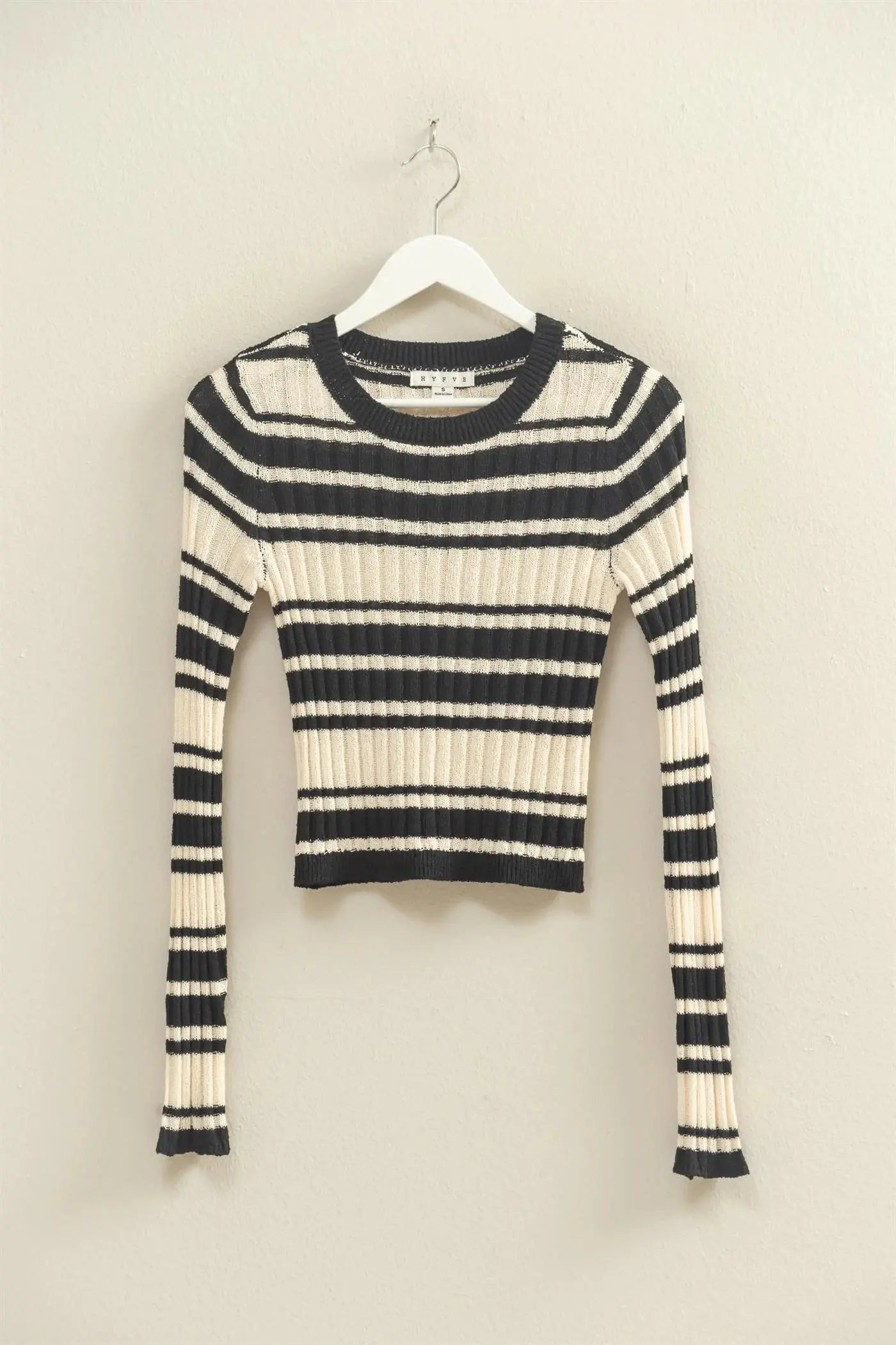 Hyfive Inc. Farra Top – Striped Crew Neck Sweater    HYFIVE INC