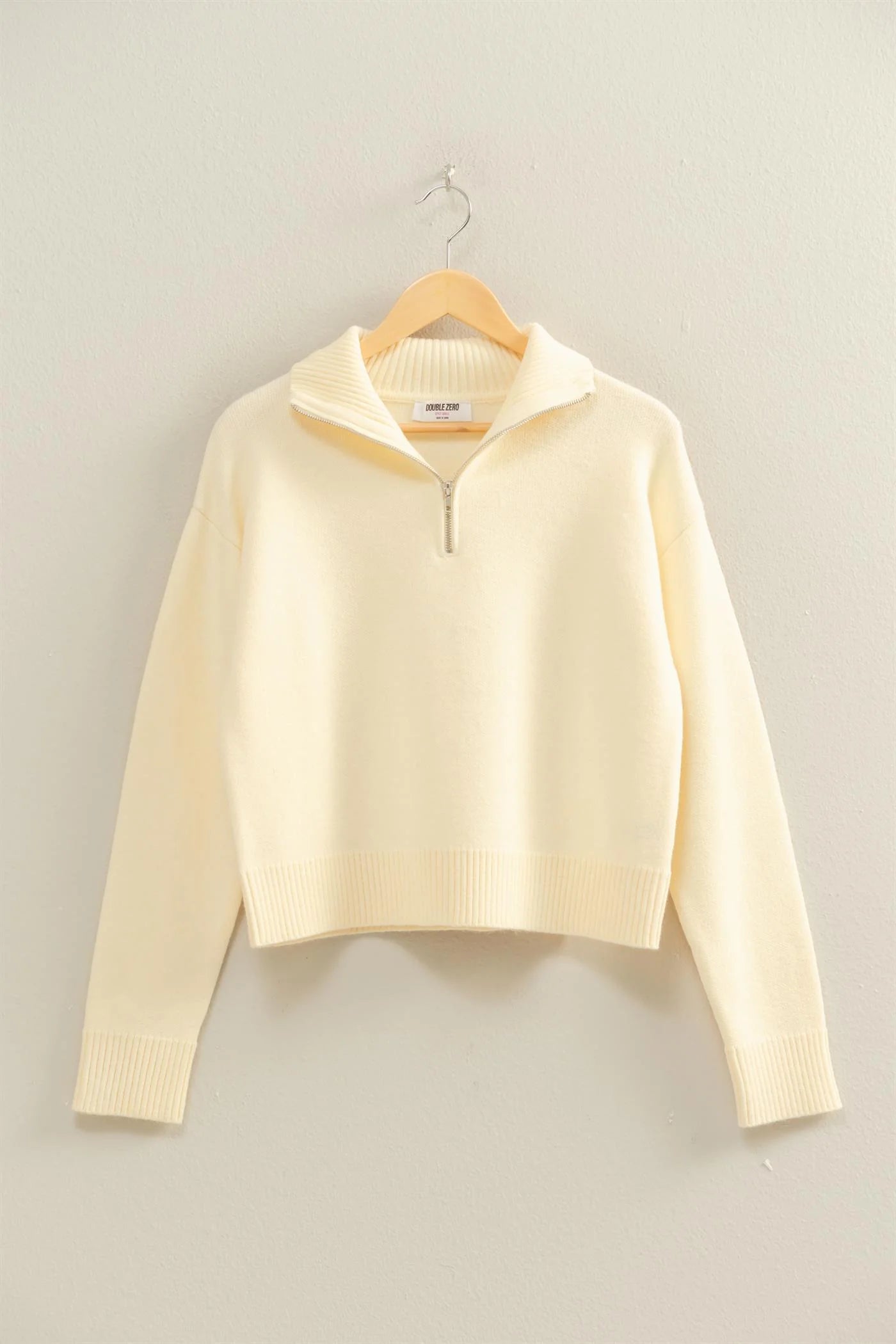 Hyfive Aspen Half Zip Sweater – Relaxed High-Neck Knit  CREAM / L  HYFIVE INC