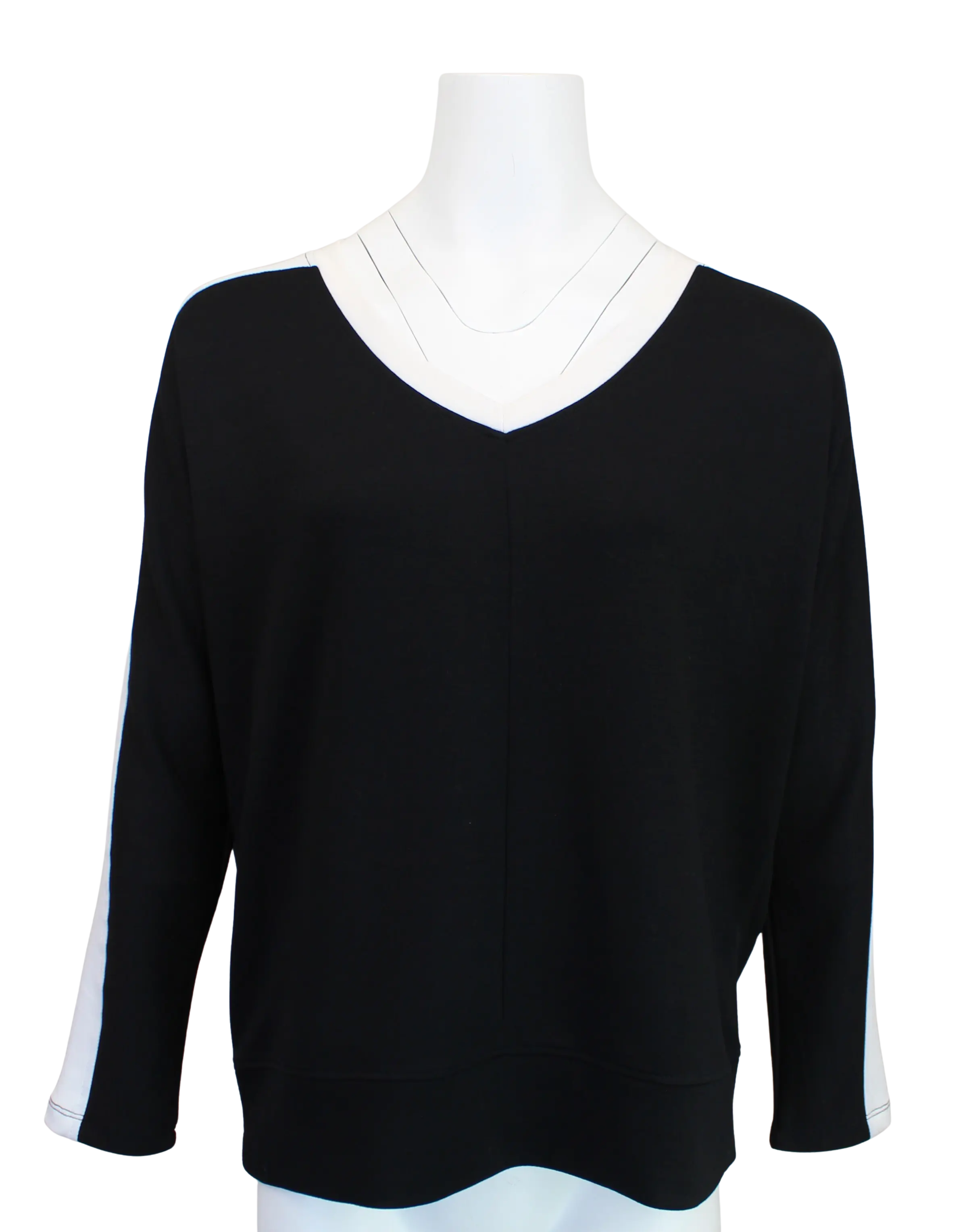 Keren Hart Kaitlin Pullover – V-Neck Contrast Sleeve Top    KEREN HART