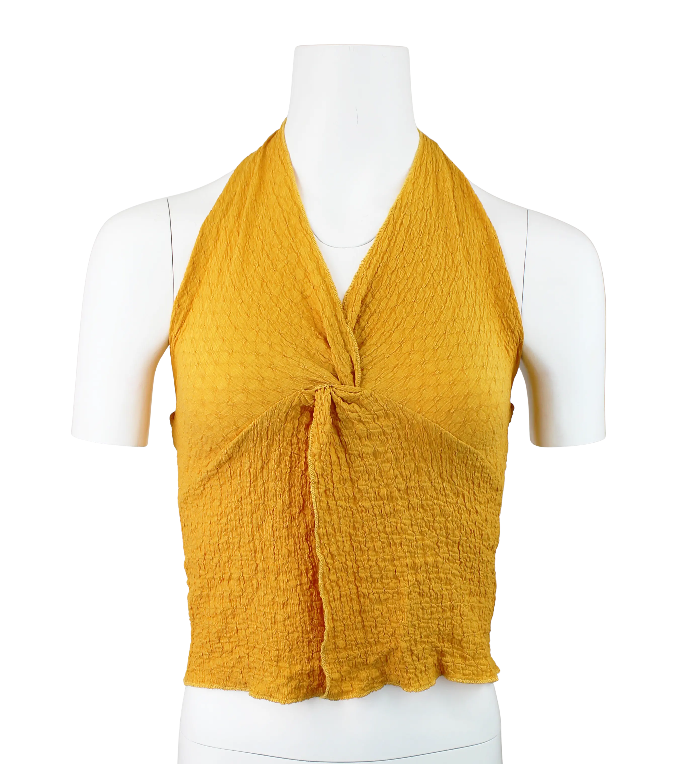 Timing Inc. Golden Girl Top – Halter Tie-Back Textured Tank  MUSTARD / L  TIMING INC