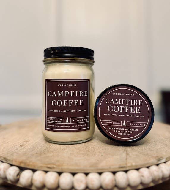 Campfire Coffee Candle - 100% Soy Wax - Nontoxic    Woodsy Wicks