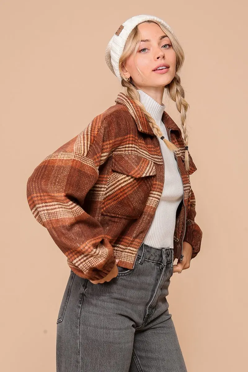 Timing Inc. Harvest Trail Jacket – Cozy Plaid Zip-Up Flannel    TIMING INC