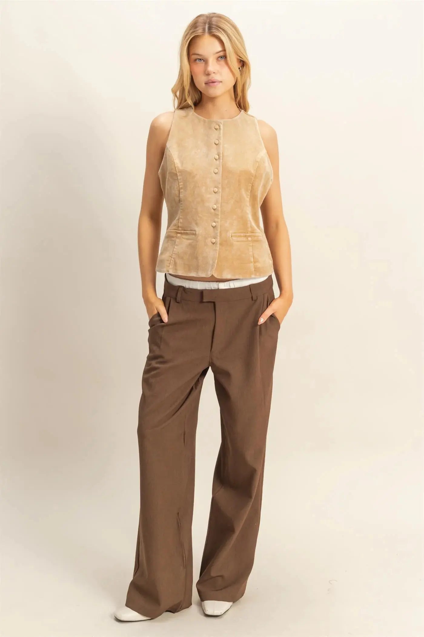 Hyfive Inc. Fall Ready Vest – Mineral Washed Button Front Layer    HYFIVE INC