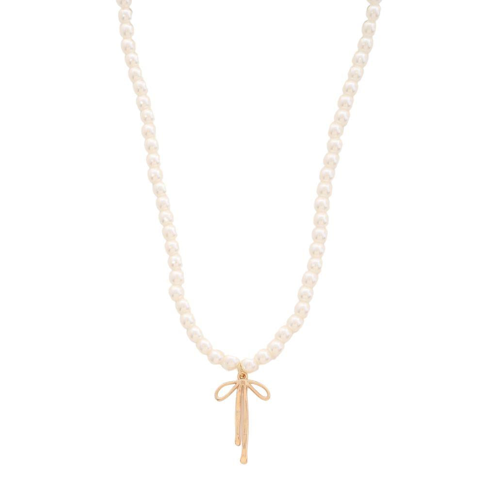 Joia Darling Bow Pearl Necklace – Sweet Elegance Style    JOIA TRADING CO.
