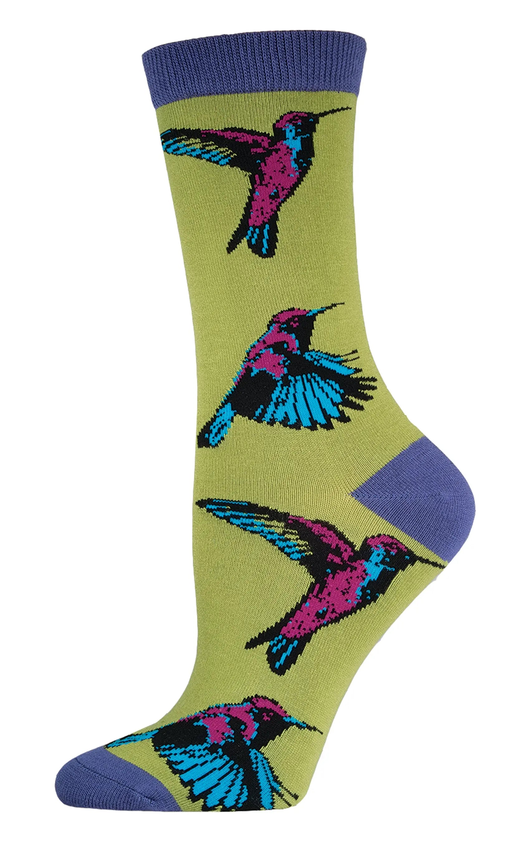 Socksmith Hummingbirds Socks – Women's Bamboo Crew Socks    SOCK SMITH