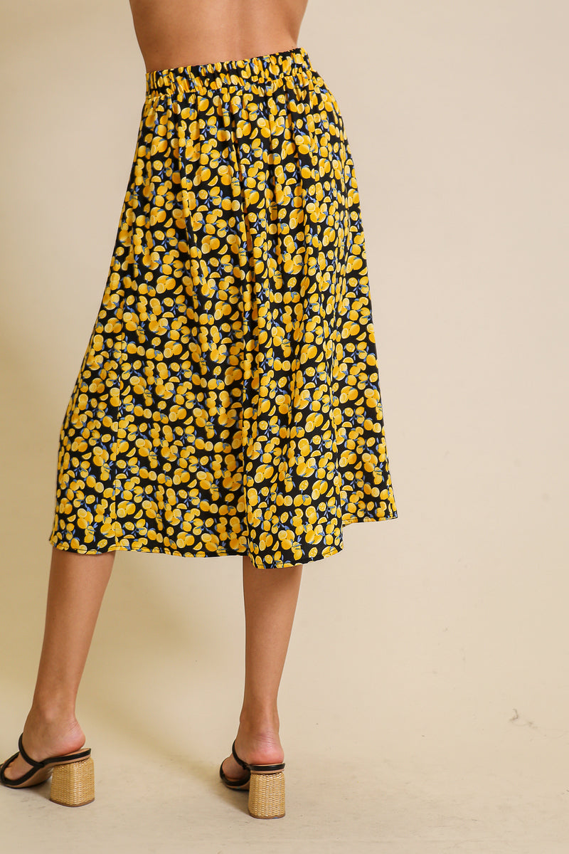 Timing Love of Lemons Skirt – High Wasted A-Line Style    TIMING INC