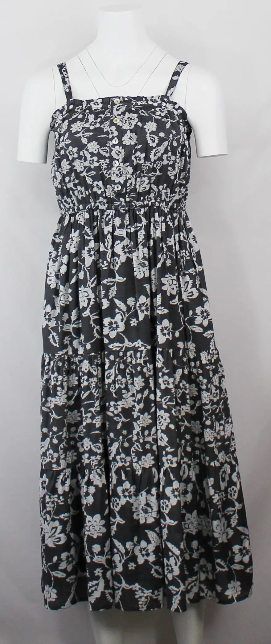 Keren Hart Feel The Rays Dress – Floral Tiered Midi with Adjustable Straps  MIST-GREY-XL  KEREN HART