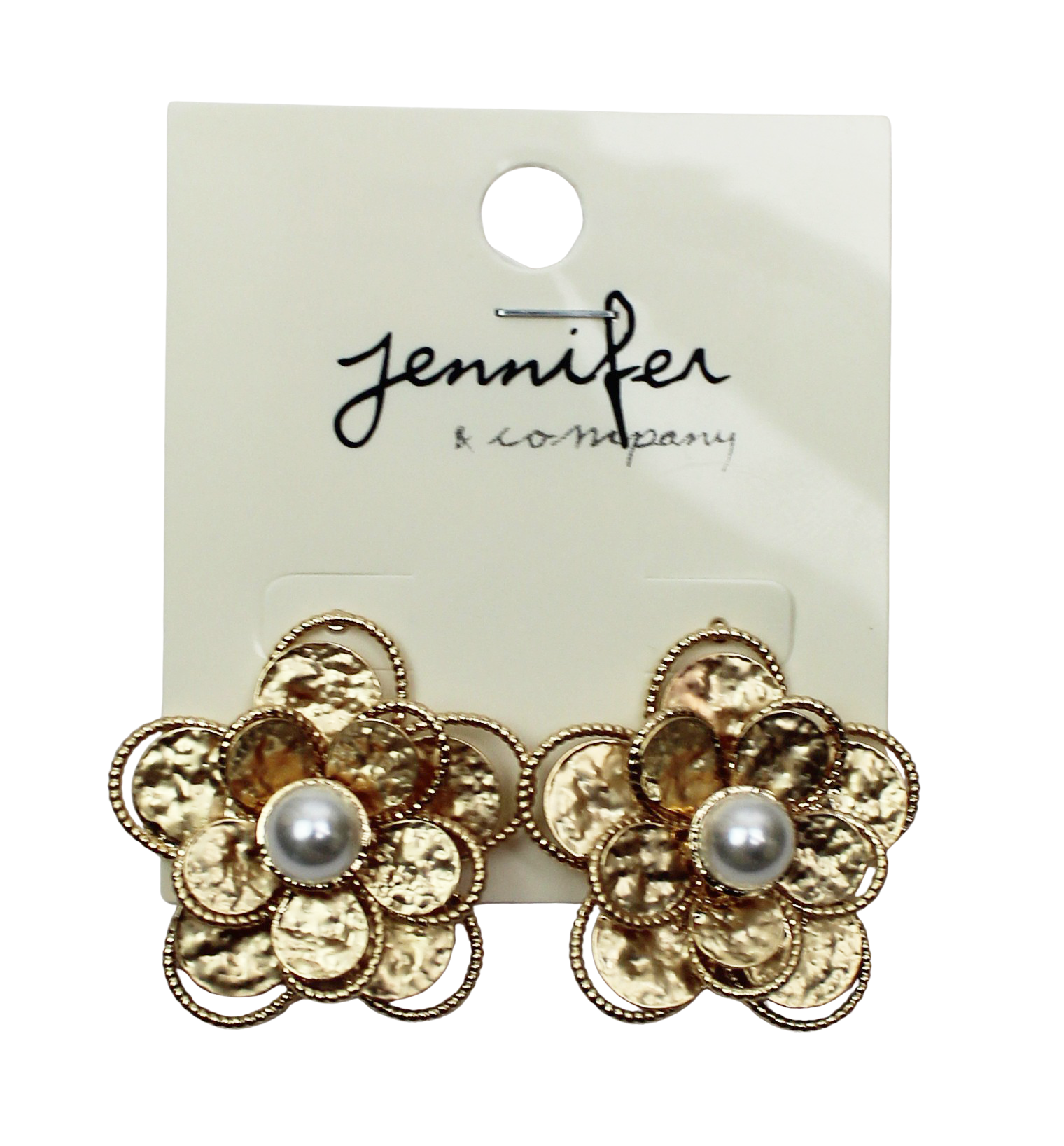 Joia Flower Pearl Gold Stud Earrings – Floral Pearl Earrings    JOIA TRADING CO.