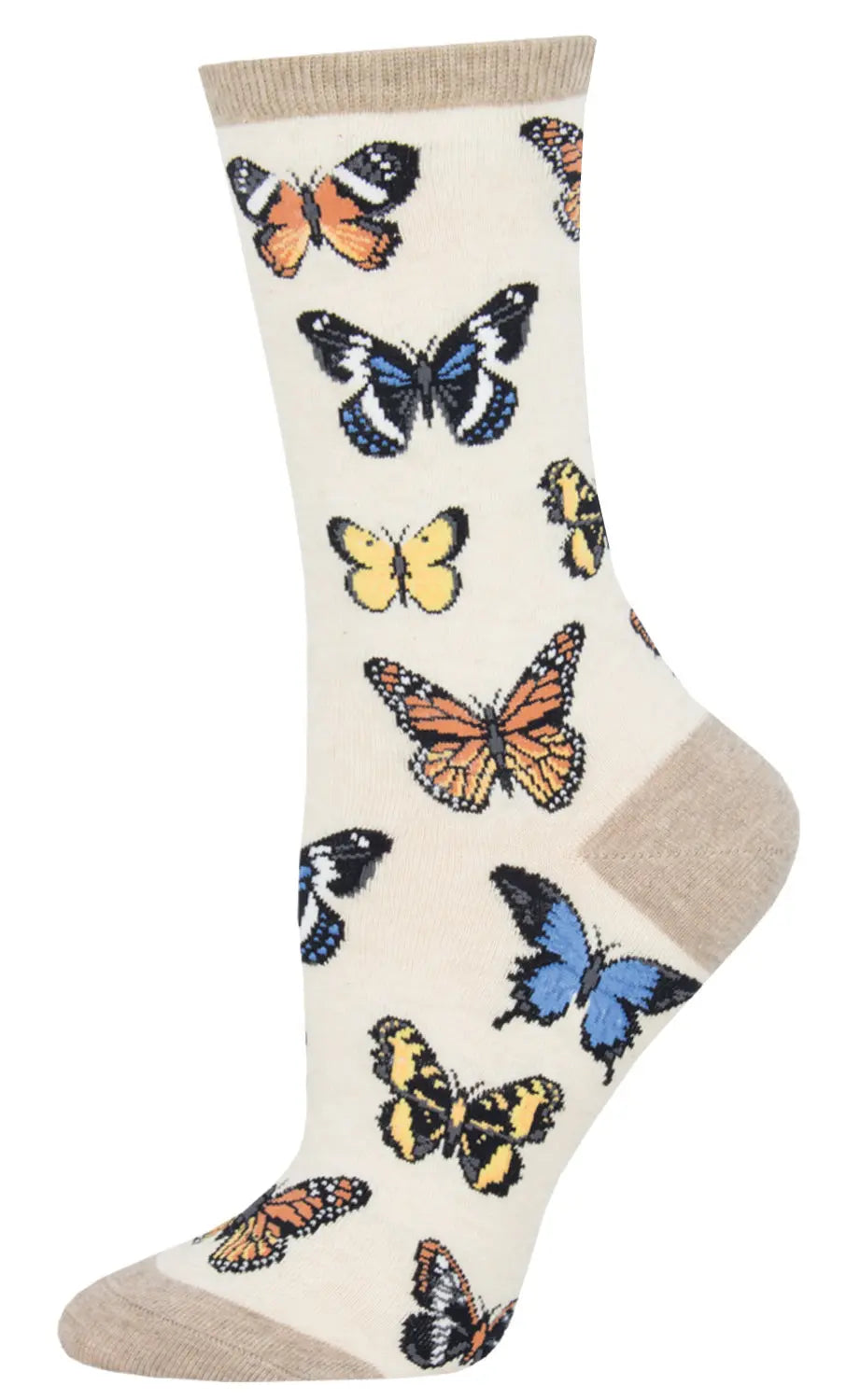 Socksmith Majestic Butterflies Crew Socks – Soft Cotton Blend    SOCK SMITH