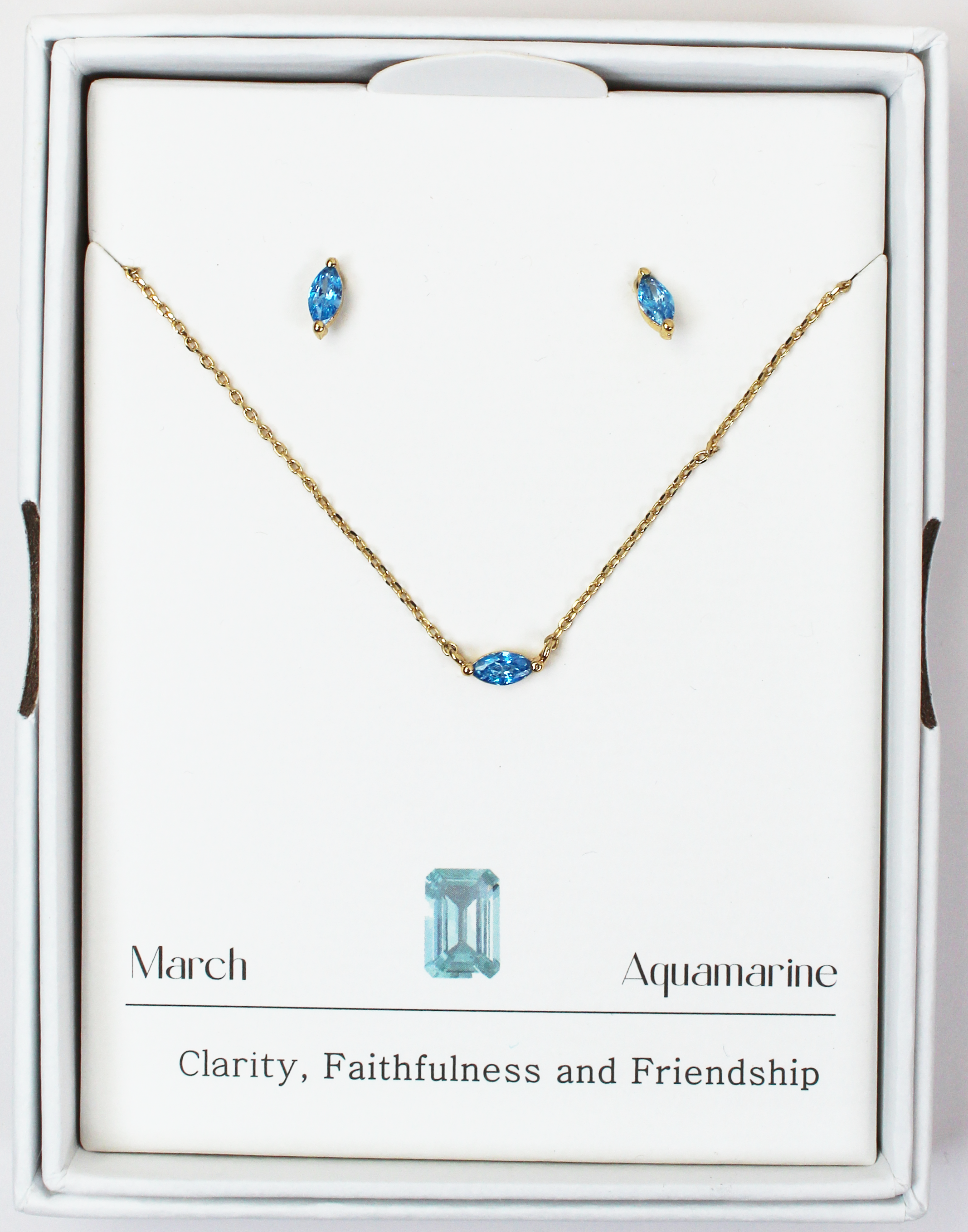 Joia Birthstone Oval Necklace w/Earrings – Elegant Jewelry Gift  MARCH  JOIA TRADING CO.