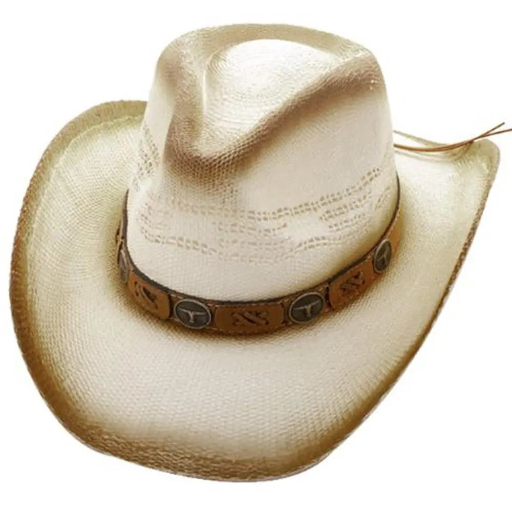 Joia Accessories Amelia Cowboy Hat – Western Straw Hat with Tooled Band    JOIA TRADING CO.