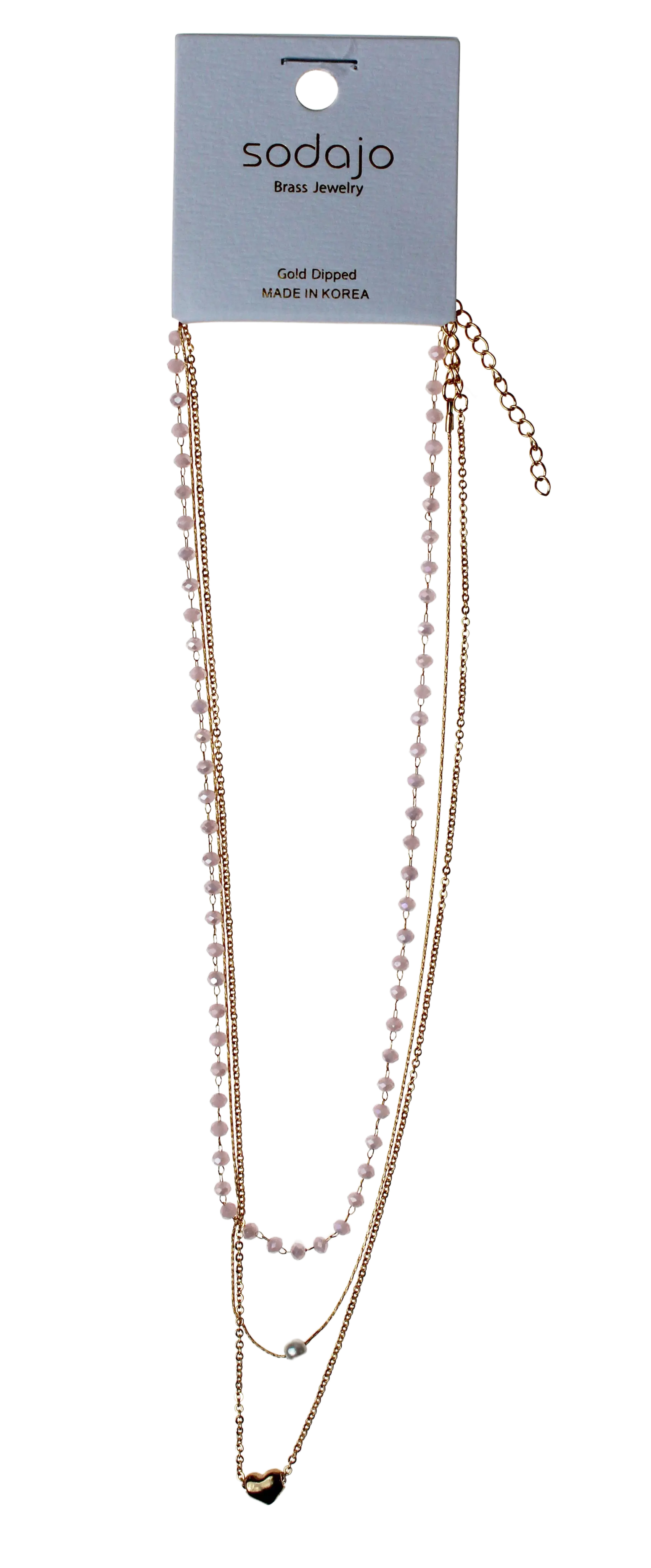 Joia Accessories Illiana Dainty Beaded Necklace w/ Heart Pendant – Elegant Layered Jewelry    JOIA TRADING CO.