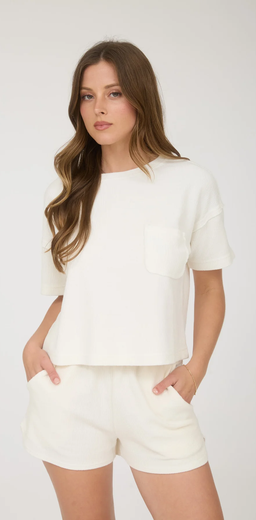 Blu Pepper Lounge Babe Top – Casual Ribbed Knit Shirt