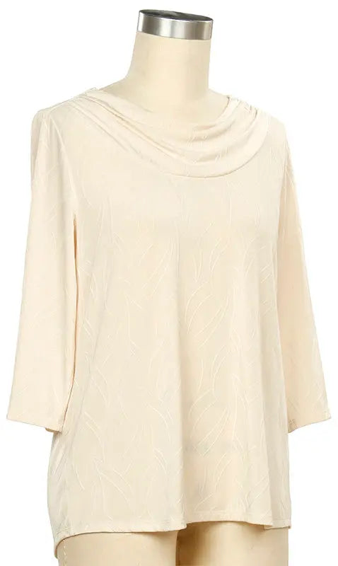 L. Hamrick Ferra Top – Cowl Neck 3/4 Sleeve Blouse    L HAMRICK