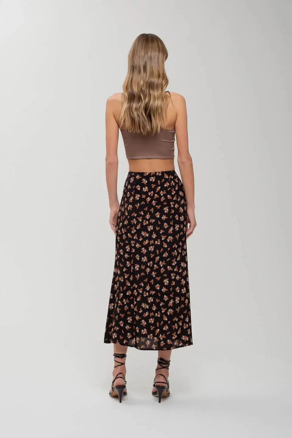 Blu Pepper Love Story Skirt – High Waist Floral Skirt with Front Slit    BLU PEPPER