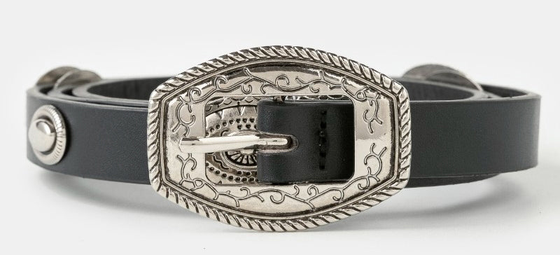 Fame Dustland Concho Belt – Western Ornate Buckle Style  BLACK/SILVER  FAME ACCESSORIES