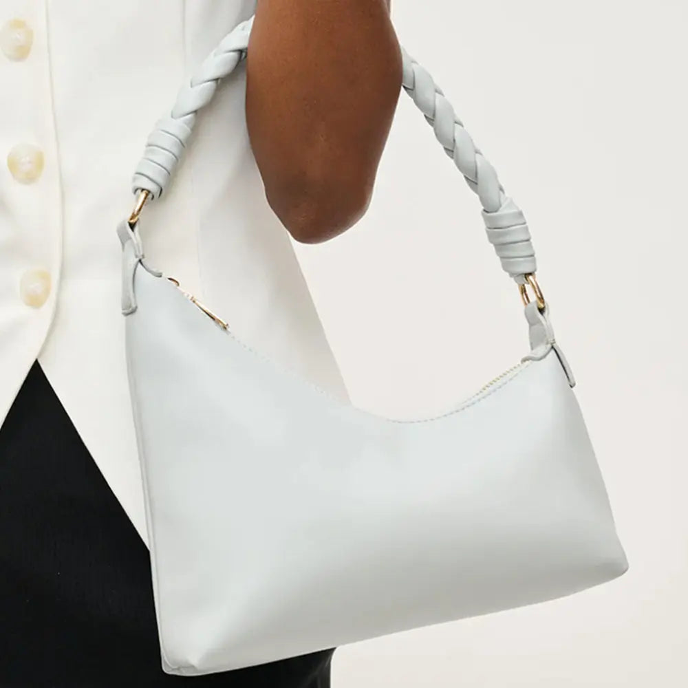 Joia Accessories Taylor Solid Purse w/Braid – Chic Vegan Leather Clutch    JOIA TRADING CO.