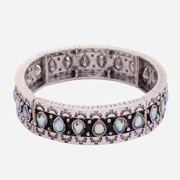 Joia Accessories Elodie Glitz Bangle – Iridescent Teardrop Statement Bracelet    JOIA TRADING CO.