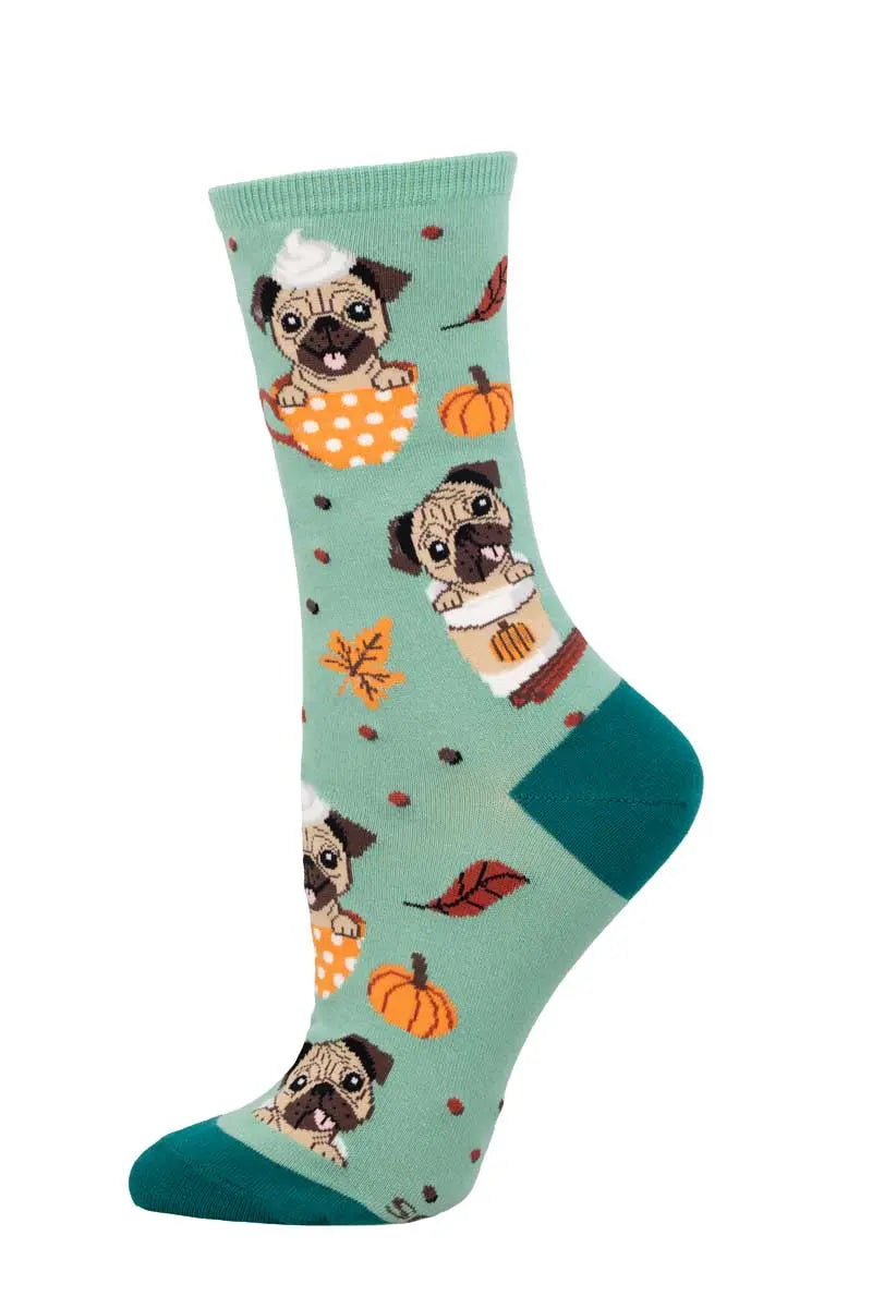Women's SockSmith Pugkin Spice Latte Socks – Fall's Cutest Combo    SOCK SMITH