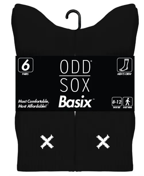 Men's ODD SOX Basix Crew Socks (6-Pack) – Everyday Comfort & Essential Wear    ODD SOX