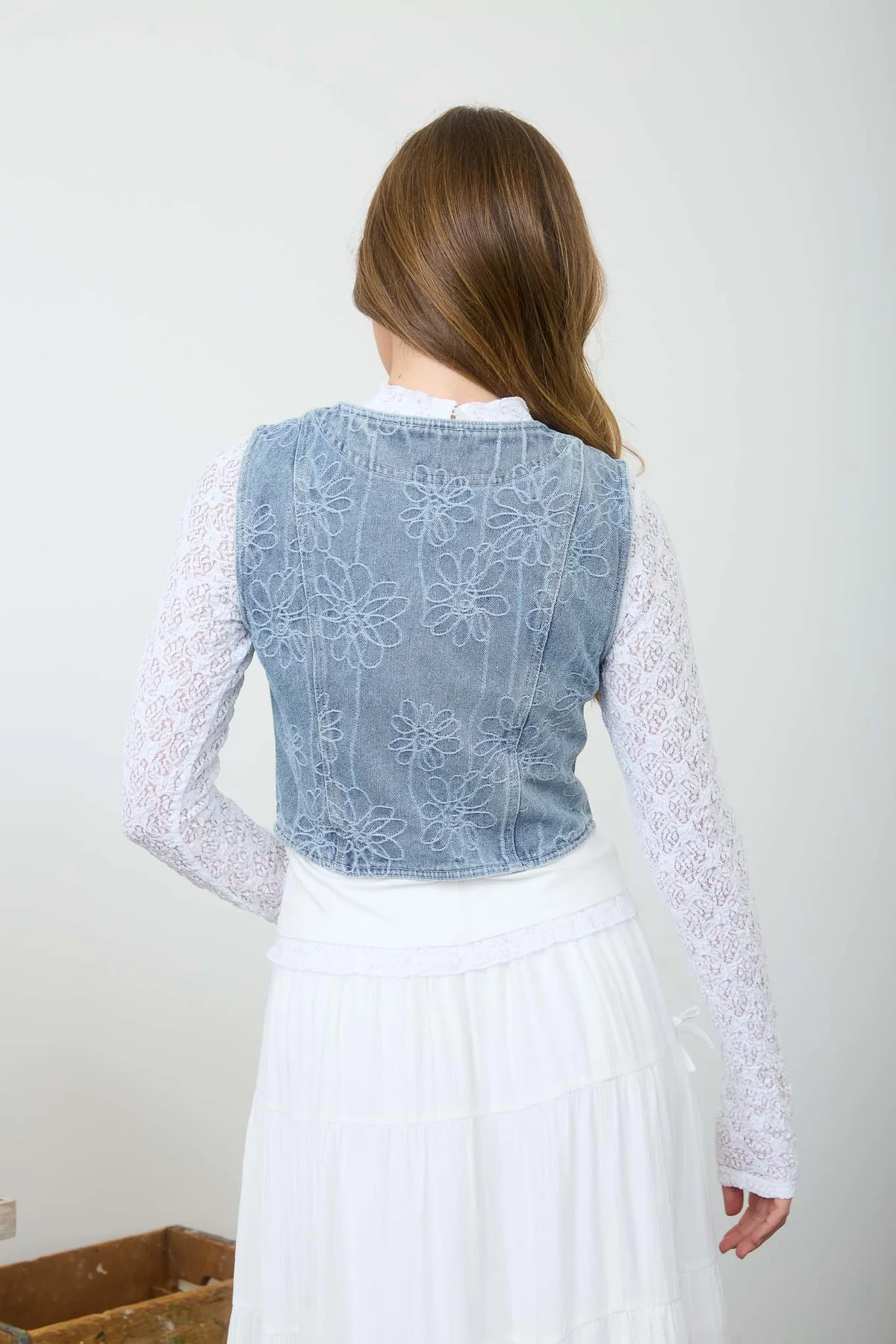 Blu Pepper Wildflower Denim Vest – Vintage Charm Tie Vest    BLU PEPPER
