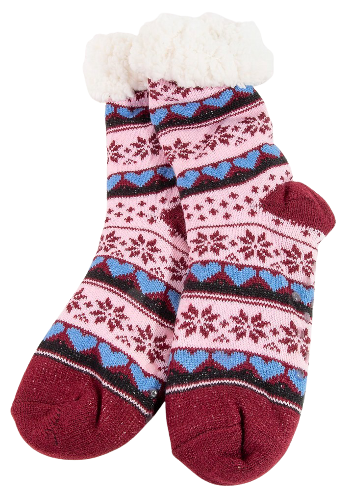 Fame Frosty Love Fuzzy Socks – Cozy Snow-Heart Winter Socks  PINK  FAME ACCESSORIES
