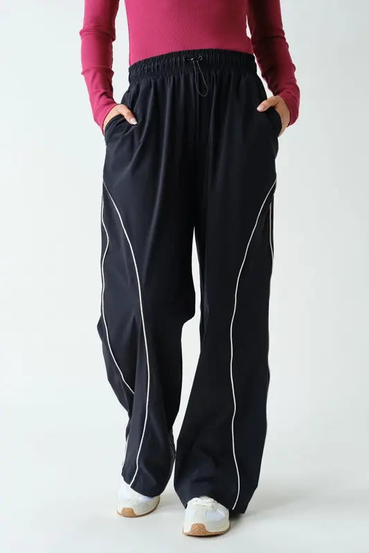 Mono B Curved Classic Track Pants – Wide Leg Athleisure    MONO B