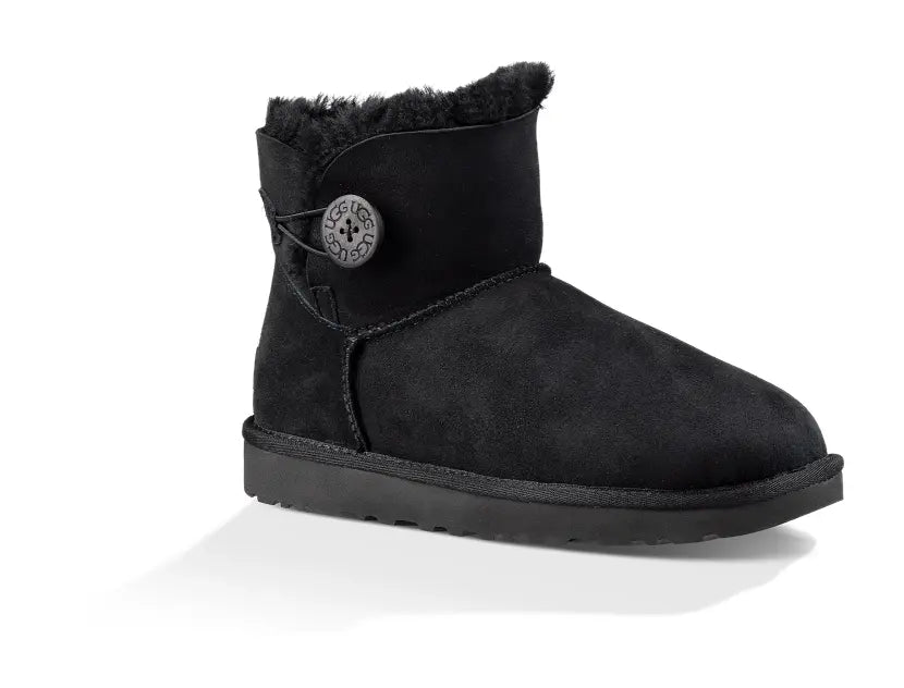 Women’s UGG Mini Bailey Button II – Cozy Sheepskin Boot with Versatile Style  BLACK-10  UGG